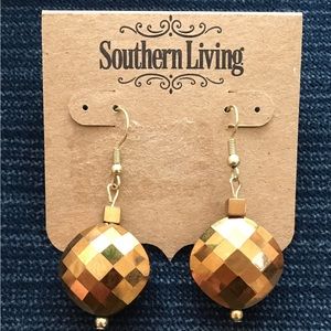 Coppery Bronze Metallic Faceted Earrings